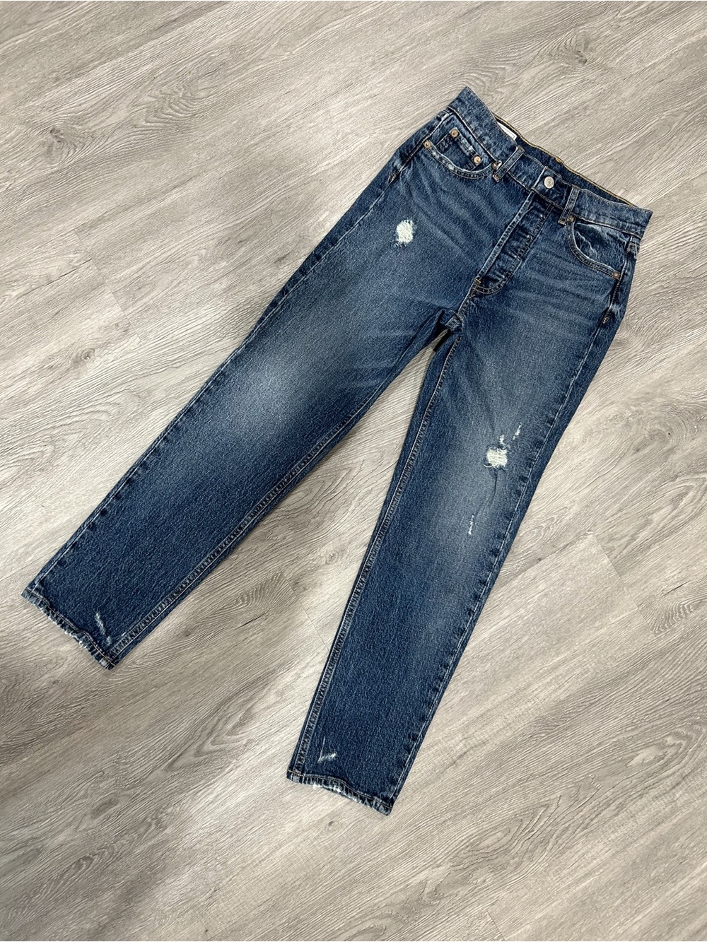 GAP Women’s Dark Blue Distressed Boyfriend Jeans